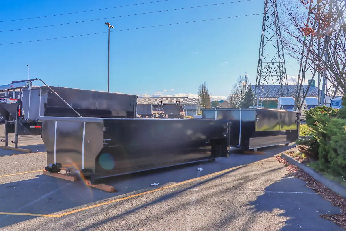 Roll-off dumpster ready for waste disposal at job site for Estate Cleanout Dumpster Rental in Lake Arrowhead